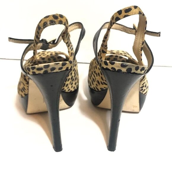 INC International Mariela Leopard Print Slingback Heels in Tan Black Size 7 - Picture 4 of 5
